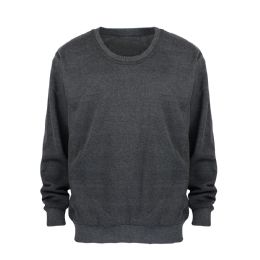 24 Pieces Leehanton Mens Basic Pullover Long Sleeve Sweatshirt Dark Grey - Mens Sweat Shirt