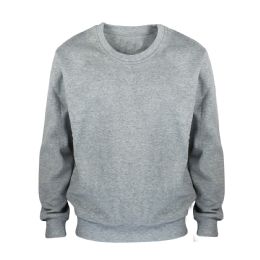 24 Pieces Leehanton Mens Basic Pullover Long Sleeve Sweatshirt In Light Grey - Mens Sweat Shirt