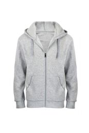 24 Wholesale Mens Long Sleeve Light Weight Zip Up Hoody Sweater In Light Gey