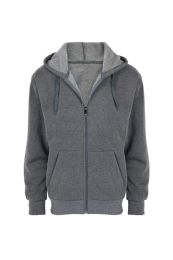 24 Wholesale Mens Long Sleeve Light Weight Zip Up Hoody Sweater In Dark Gey