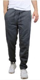 24 Wholesale Mens Classic Open Bottom Fleece Sweatpants Assorted Sizes , Charcoal