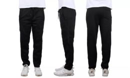 24 Wholesale Adults Classic Open Bottom Fleece Sweatpants Assorted Sizes , Black