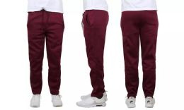 24 Wholesale Mens Classic Open Bottom Fleece Sweatpants Assorted Sizes , Burgundy
