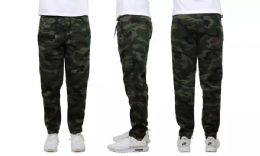 24 Wholesale Mens Classic Open Bottom Fleece Sweatpants Assorted Sizes , Camo