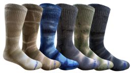 6 of 6 Pairs Of Womens Tie Dye Cotton Colorful Soft Crew Socks, Bright Colorful Boot Sock, Bulk