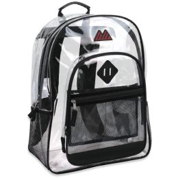 24 Pieces 17 Inch Clear Backpack - Black - Backpacks 17"