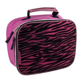 24 Wholesale Fridge Pack Pink Zebra Print Lunch Bag