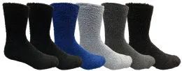 60 Wholesale Yacht & Smith Men's Warm Cozy Fuzzy Socks Solid Assorted Colors, Size 10-13