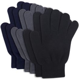 96 Wholesale Adult Knitted Gloves 3 Colors