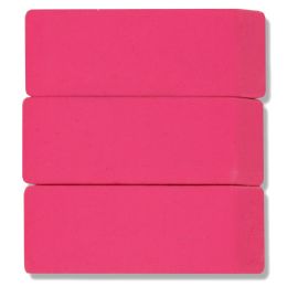 96 Wholesale 3 Pack Pink Erasers