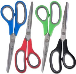 96 Wholesale 8 Inch Craft Scissors With Straight Handle Titanium Heavy Duty
