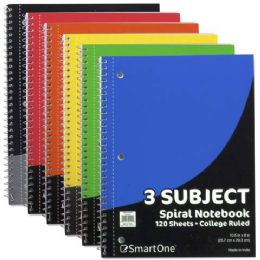 24 Wholesale 3 Subject Notebook College Ruled 120 Sheets