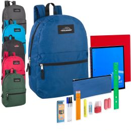 24 Wholesale Preassembled 17 Inch Backpack And 20 Piece School Supply Kit 6 Color