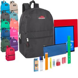 24 Wholesale Preassembled 17 Inch Backpack And 20 Piece School Supply Kit 12 Color