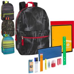 24 of Preassembled Boy's Printed Backpack And 20 Piece School Supply Kit