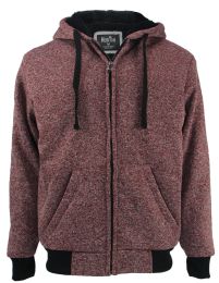 12 Pieces Mens Marled Zip Up Fleece Lined Hoody In Red - Mens Sweat Shirt