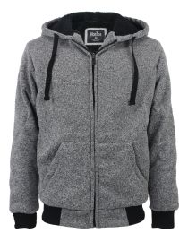 12 Pieces Mens Marled Zip Up Fleece Lined Hoody Plus Size In Light Grey - Mens Sweat Shirt