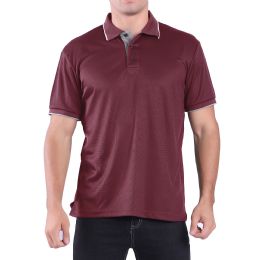 24 Wholesale Mens Waffit Polo Tee Shirt In Red Plus Size