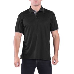 24 Wholesale Mens Waffit Polo Tee Shirt In Black Plus Size