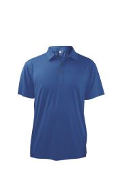 72 Wholesale Mens Jacquard Mesh Polo Tee Shirt In Royal Blue