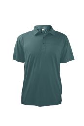 72 Wholesale Mens Jacquard Mesh Polo Tee Shirt In Green