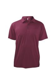 72 Pieces Mens Jacquard Mesh Polo Tee Shirt In Burgandy - Mens Polo Shirts