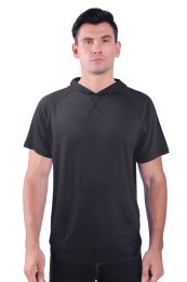 72 Wholesale Mens Pullover Hoody Tee Shirt With Kangaroo Pocket In Black