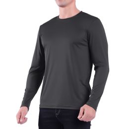 60 Wholesale Mens Crew Neck Base Layer Long Sleeve Shirt In Dark Grey