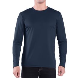 60 Wholesale Mens Crew Neck Base Layer Long Sleeve Shirt In Navy