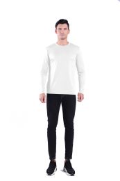 60 Wholesale Mens Crew Neck Base Layer Long Sleeve Shirt In White
