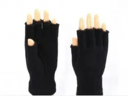 72 Pairs Black Finger Less Gloves - Conductive Texting Gloves