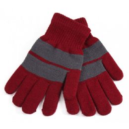 36 Wholesale Fur Lined Striped Gloves