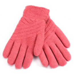 36 Pairs Ladies Fur Lined Knitted Glove - Knitted Stretch Gloves