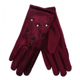 36 Wholesale Ladies Gloves With Pearls And Flower
