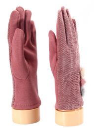 36 Units of Ladies Glove With Fuzzy Button - Fuzzy Gloves