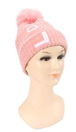 36 Units of Girls Knit Beanie Hat With Fur Lining - Winter Beanie Hats
