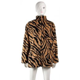 24 Wholesale Fleece Poncho Tiger Print