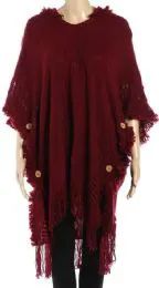 24 Wholesale Womens Luxurious Large Thick Solid Color Pashmina Wrap With Button