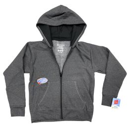 12 Wholesale Hanes Kids Comfortblend Ecosmart FulL-Zip Hoodie Sweatshirt, With Media Pockets Size S