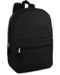24 Pieces Wholesale 17 Inch Solid BackpacK- Black - Backpacks 17"