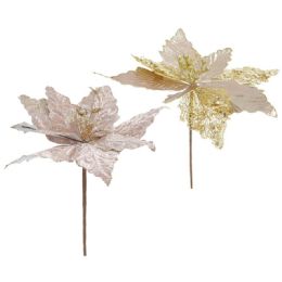 96 Pieces Xmas Flower Poinsettia Rose Gold - Christmas Decorations