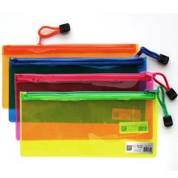 96 Wholesale Pvc Zipper Pencil Pouch Assorted Neon Colors