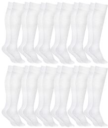 36 Wholesale Yacht & Smith Womens White Knee High Socks, Boot Socks 90% Cotton, Size 9-11