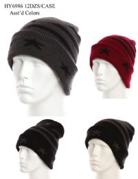 36 Units of Men Star Stripe Printed Winter Hat - Winter Beanie Hats