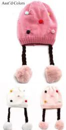 36 Pieces Girls Winter Hat With Pom Pom Design - Winter Beanie Hats