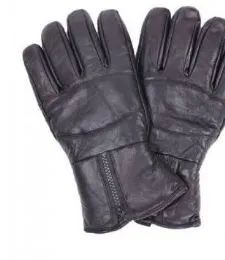 24 Wholesale Men's Black Leather Winter Glove
