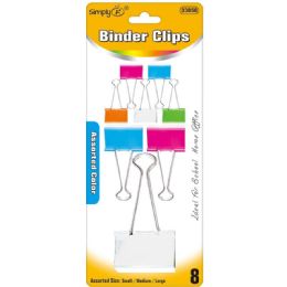 144 Wholesale 8-Piece color binder clip