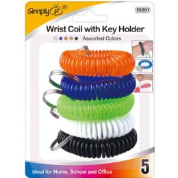 96 Wholesale 5 Count Wrist Coil Key Chain