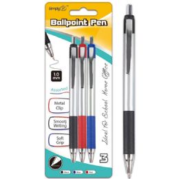 96 Wholesale 3 Pack Retractable Ballpoint Pen