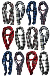 Yacht & Smith Assorted Plaid Fleece Scarfs - 60"x12" Inches